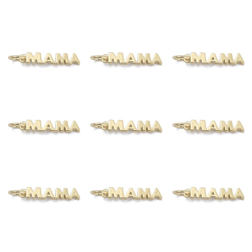 4094 10 Pcs Mother's Day Brass Charms Word MAMA Charms Love Mother Memory